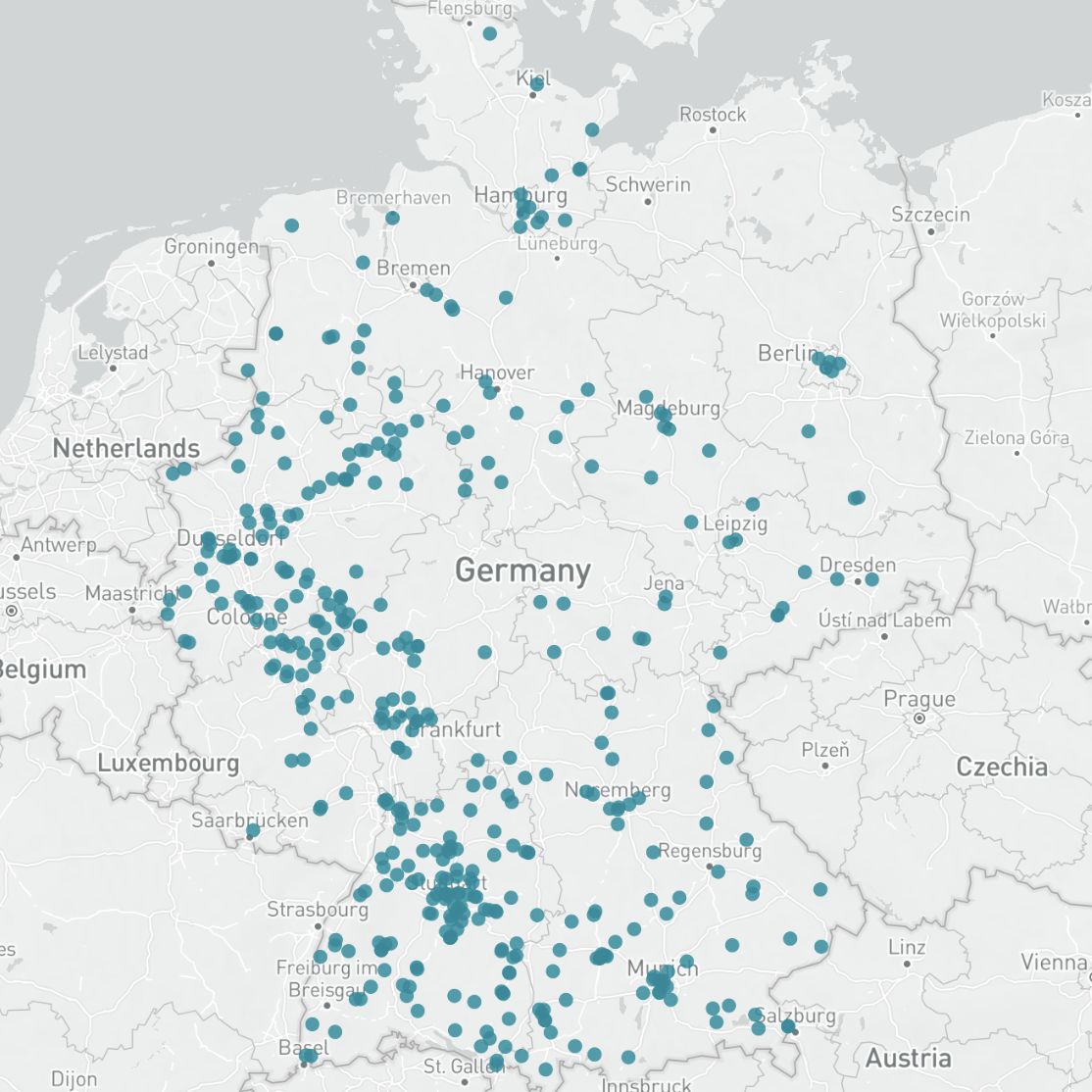 Karte Maschinenbauindustrie Deutschland