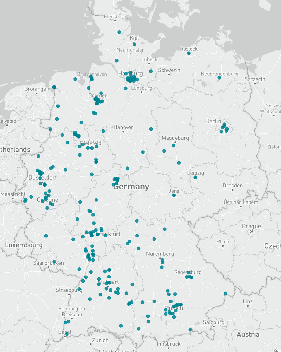 Karte Logistikunternehmen Deutschland