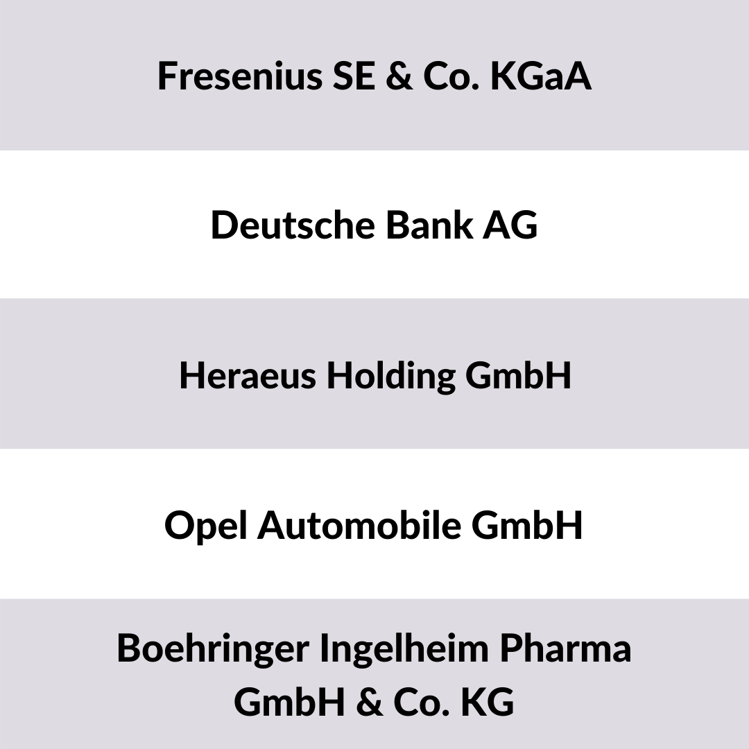 Liste der 5 größten Unternehmen Rhein Main