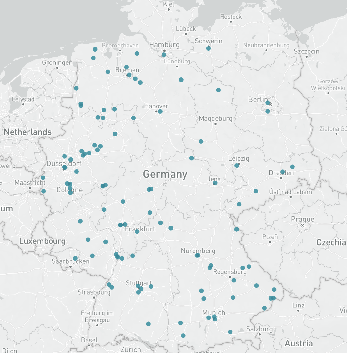 Karte Tiefbauunternehmen Deutschland