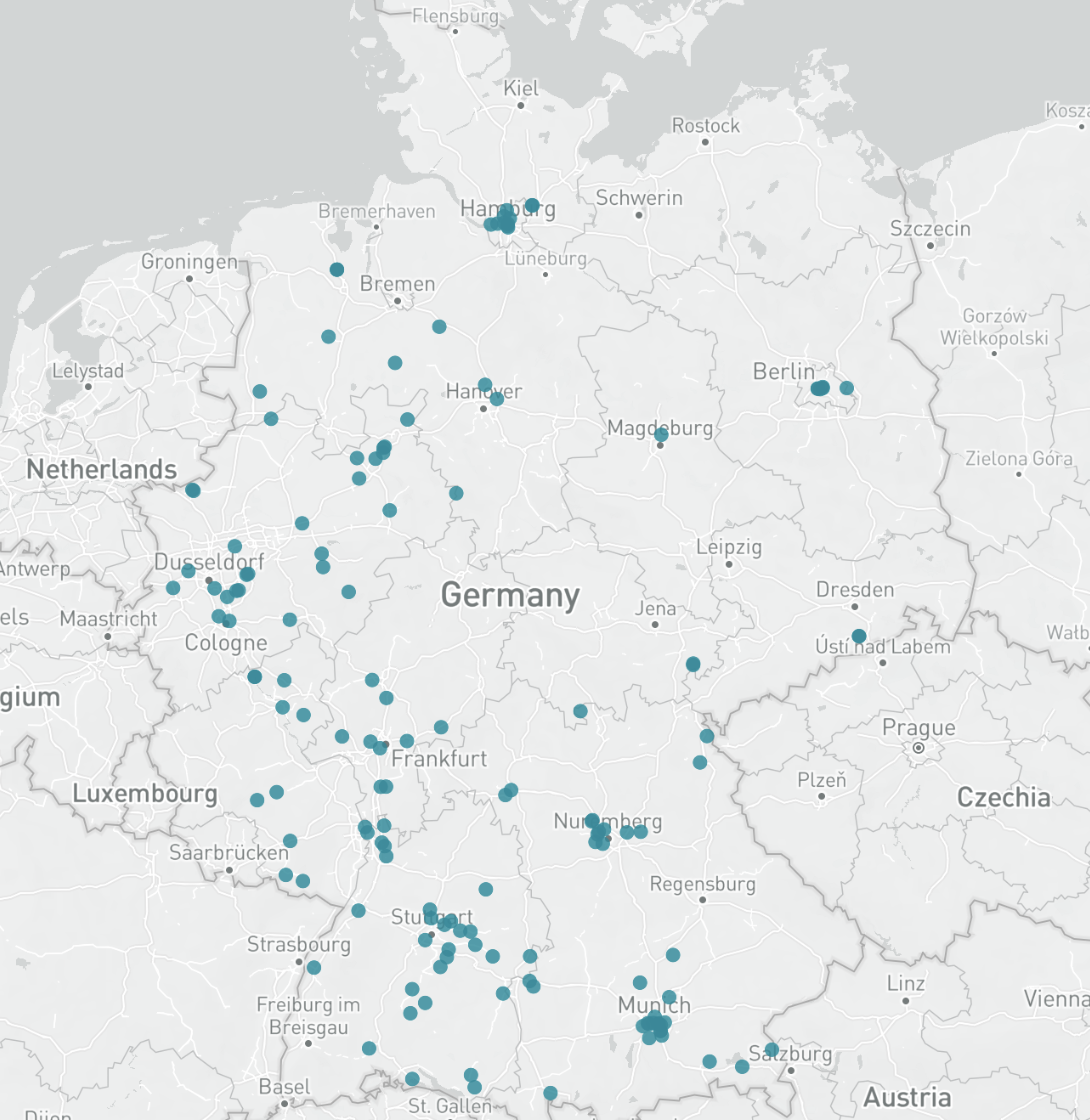 Karte Konsumgüterunternehmen Deutschland