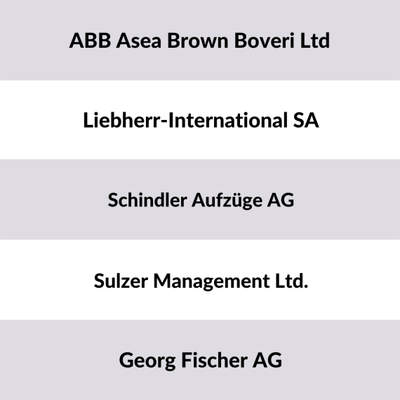 Liste der 5 größten Maschinenbauer Schweiz