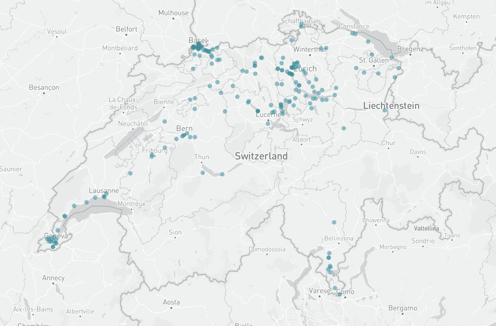 Karte Chemieunternehmen Schweiz