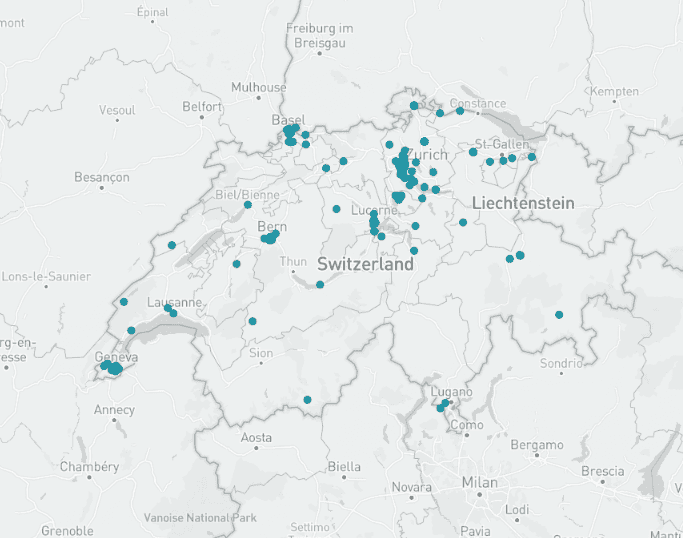 Karte Stiftungen Schweiz